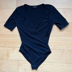 TopShop wrap front Body Suit, size 4, black, short sleeve, bodysuit, Top Shop